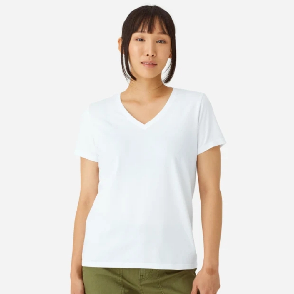 Bombas V-Neck White Pima Cotton T-Shirt EUC